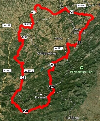 Mapa Pedals del Matarranya Gravel